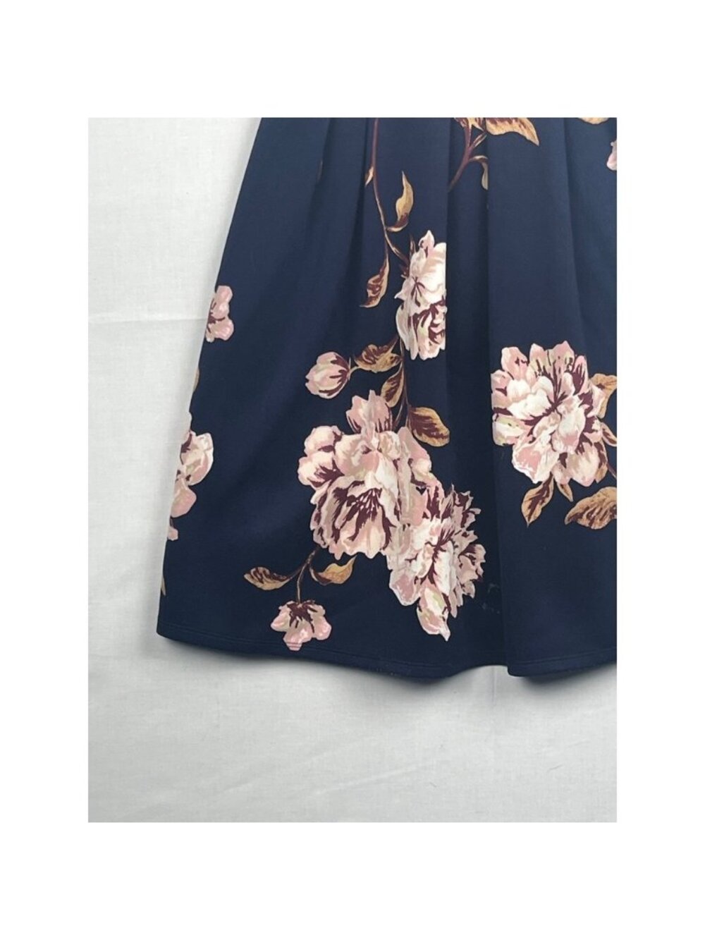 Monteau Los Angeles Floral Fit & Flare Dress Navy Pink Spaghetti Strap Size S - Picture 7 of 9